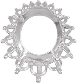 Platinum 14x12mm Oval Shape Graduated Cluster Slide Pendant Fine Jewelry for Women Gifts for Her (Mounting Only, Not All Stones Included)