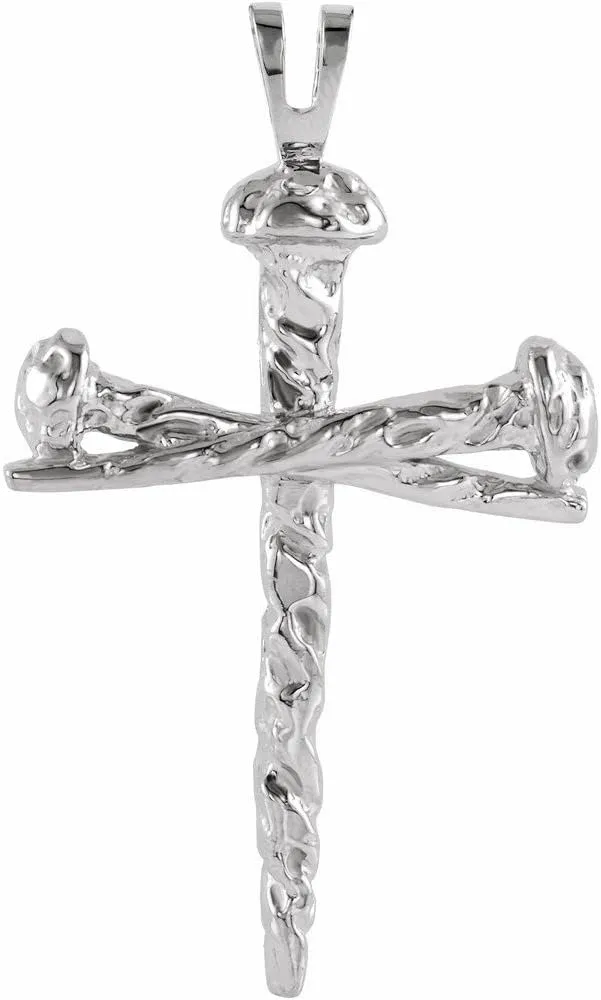 Platinum Nail Design Cross Religious Pendant Fine Jewelry for Women Gifts for Her (26x18.2mm)