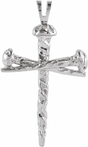 Platinum Nail Design Cross Religious Pendant Fine Jewelry for Women Gifts for Her (26x18.2mm)