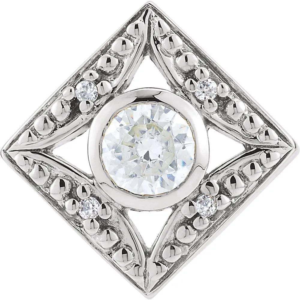 Platinum Round Shape Accented Geometric Slide Pendant Fine Jewelry for Women Gifts for Her (Mounting Only, Not All Stones Included)