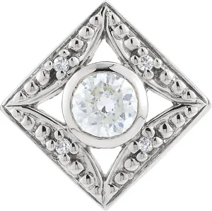 Platinum Round Shape Accented Geometric Slide Pendant Fine Jewelry for Women Gifts for Her (Mounting Only, Not All Stones Included)