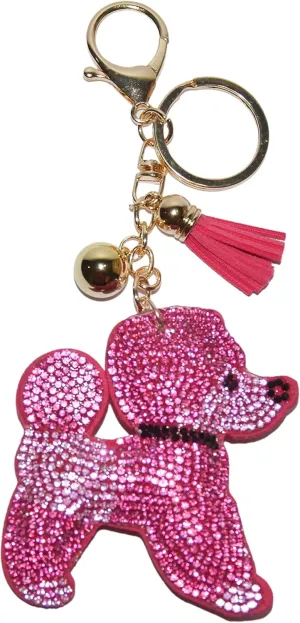Popfizzy Bling Pink Poodle Keychain for Girls and Women, Rhinestone Poodle Accessories, Dog Bag Charms, Fun Poodle Gifts