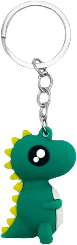 POYAMUSE Colorful Cartoon Dinosaur Keychain - Fun Novelty Dinosaur Charm Keyring for Boys Girls