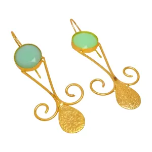 Prehnite Earrings | 925 Sterling Silver | Natural Gemstone Earrings | Women Earrings| Handcrafted Earrings | Stud Earrings | Minimalist Jewelry (Sterling Silver)