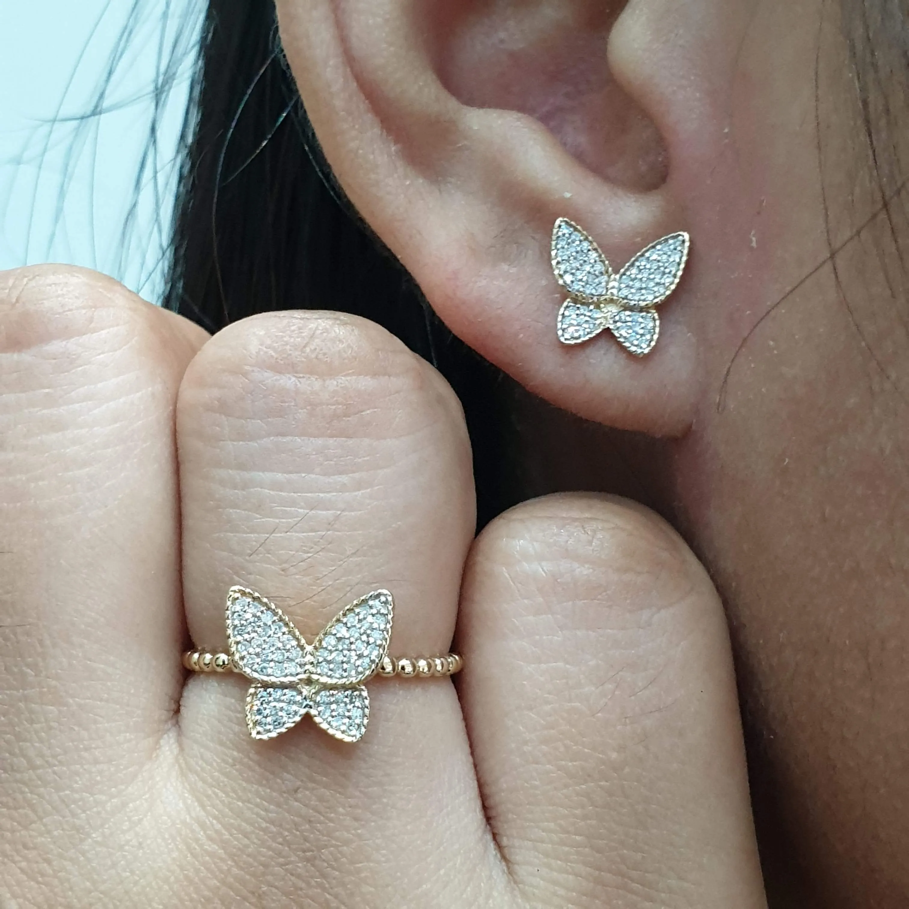 PREORDER | Butterfly Paved Diamond Jewelry Set 14kt
