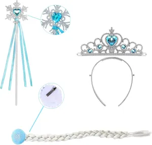 Princess Accessories Dress Up Set with Crowns, Necklaces, Wands, Rings, Gloves Costume Toys for Toddler Girls