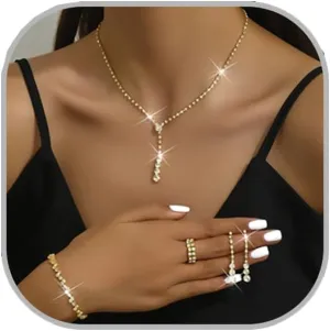 Prom Jewelry Set Silver Necklaces Bracelet Earrings for Women Crystal Rhinestone Prom Wedding Jewelry Set Bridal Bridesmaid Prom Costume Accessories for Women