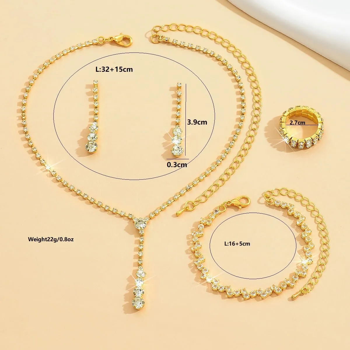 Prom Jewelry Set Silver Necklaces Bracelet Earrings for Women Crystal Rhinestone Prom Wedding Jewelry Set Bridal Bridesmaid Prom Costume Accessories for Women