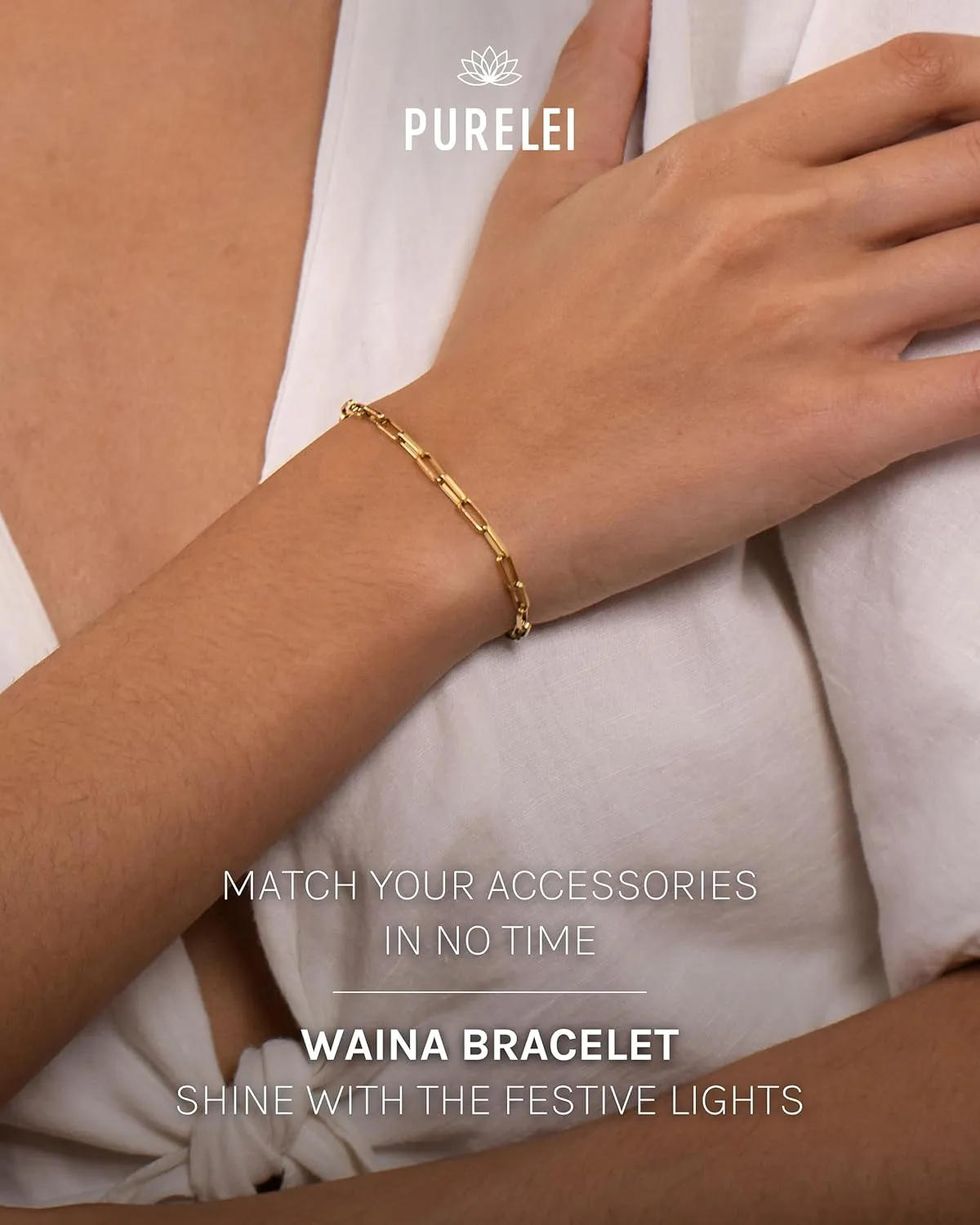 Purelei Waina Bracelet  Waterproof Women's Bracelet, Elegant and Simple Stainless Steel - Gift for Women, Adjustable Length 6.3-7.48 inches
