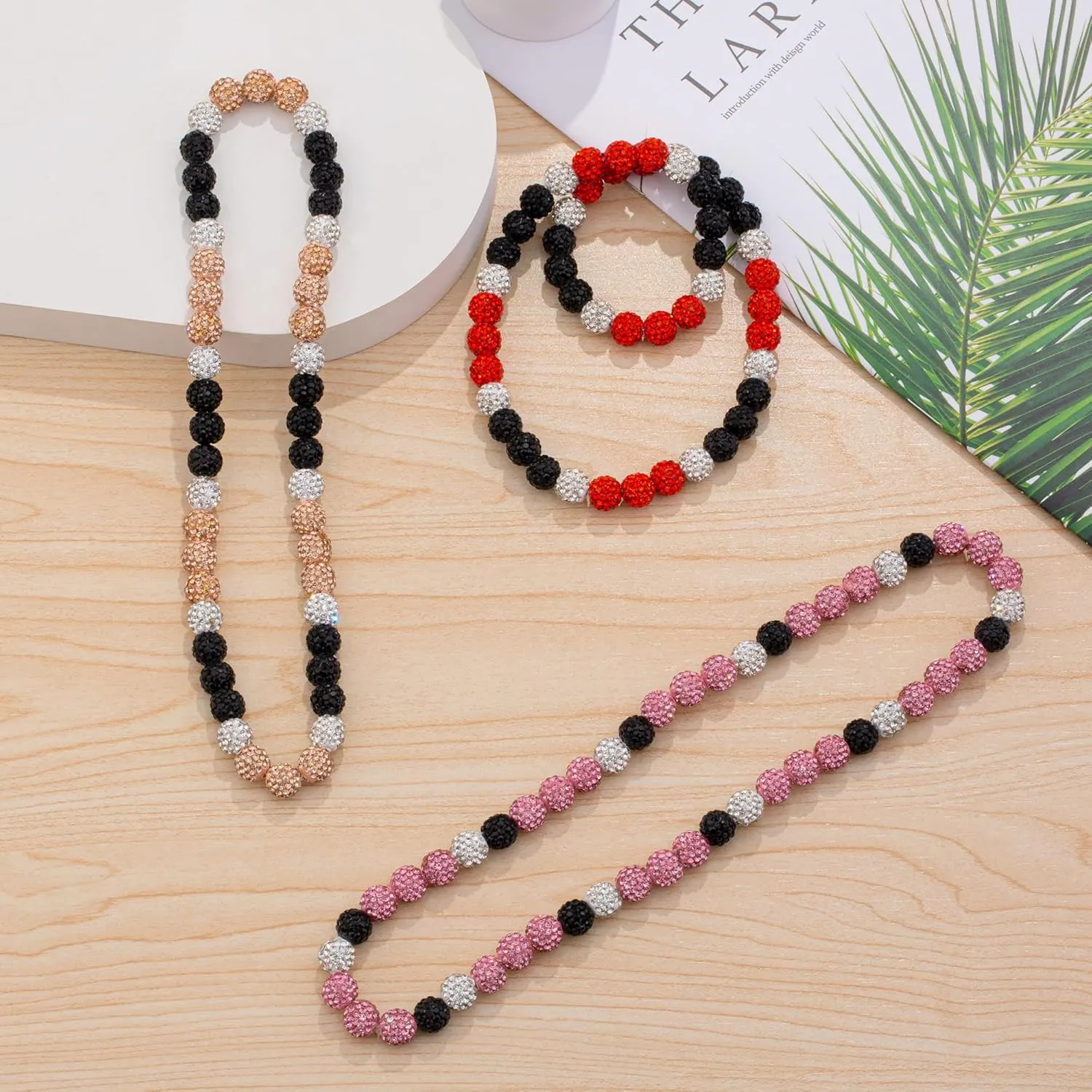 QINJIEJIE 16in/18in Baseball NecklaceBaseball Beaded Chain Necklace for Men Women BaseballerDiamond Rhinestone Discoball Baseball Dirp Accessories Necklace Gifts for Baseball Team Lovers