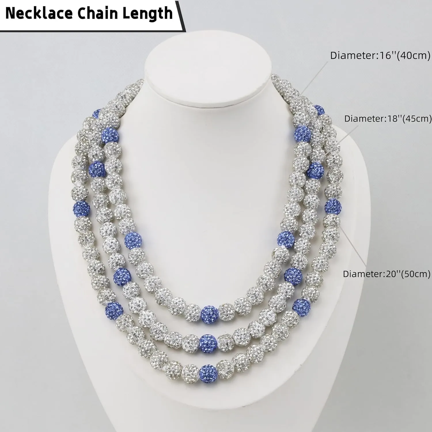 QINJIEJIE 16in/18in Baseball NecklaceBaseball Beaded Chain Necklace for Men Women BaseballerDiamond Rhinestone Discoball Baseball Dirp Accessories Necklace Gifts for Baseball Team Lovers