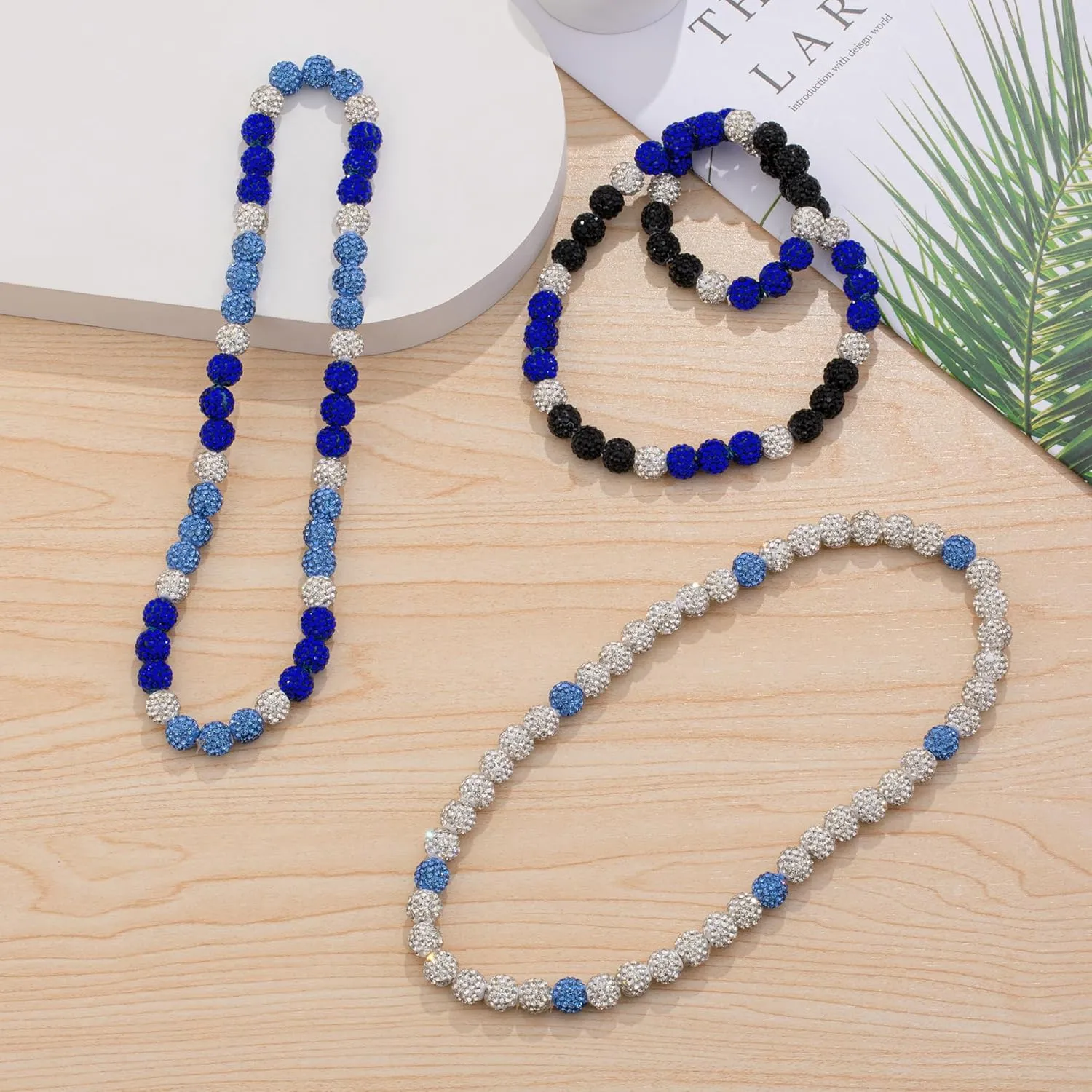 QINJIEJIE 16in/18in Baseball NecklaceBaseball Beaded Chain Necklace for Men Women BaseballerDiamond Rhinestone Discoball Baseball Dirp Accessories Necklace Gifts for Baseball Team Lovers