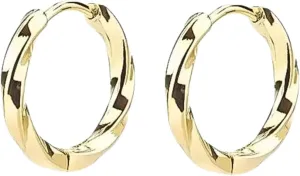 QueenBee 925 Sterling Silver & Gold-Plated Twisted Small Hoop Earrings  Hypoallergenic, Minimalist, Lightweight Jewelry for Women  Classic Everyday Hoops