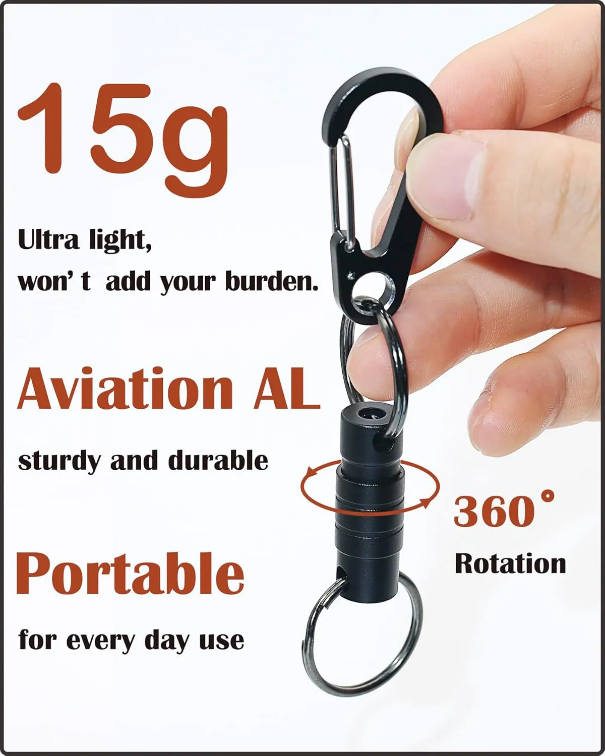 Quick Release Keychain Clip, Small Carabiner Clip & Pull Apart Detachable Key Ring, Car Key Chain Hooks Keyring
