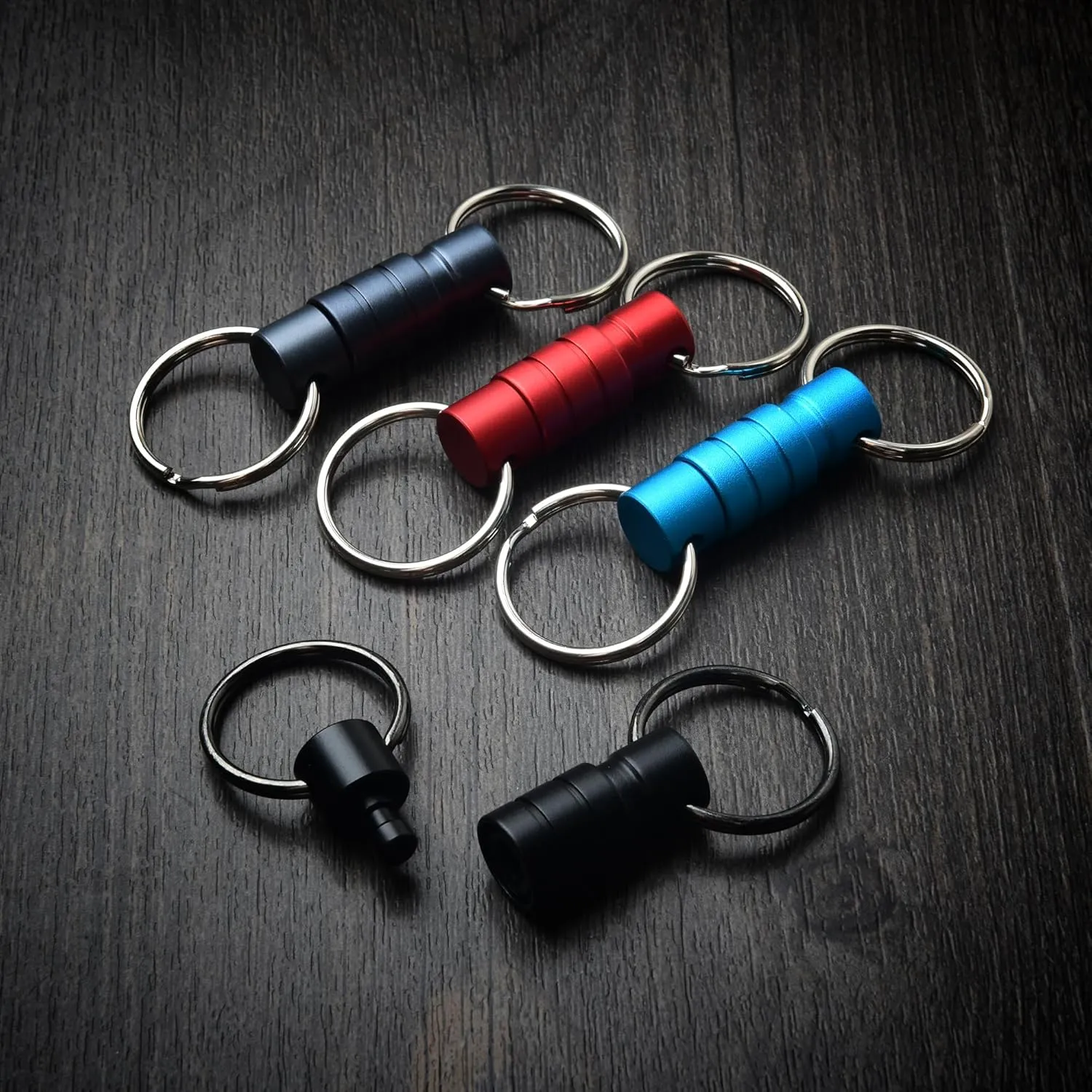 Quick Release Keychain Clip, Small Carabiner Clip & Pull Apart Detachable Key Ring, Car Key Chain Hooks Keyring