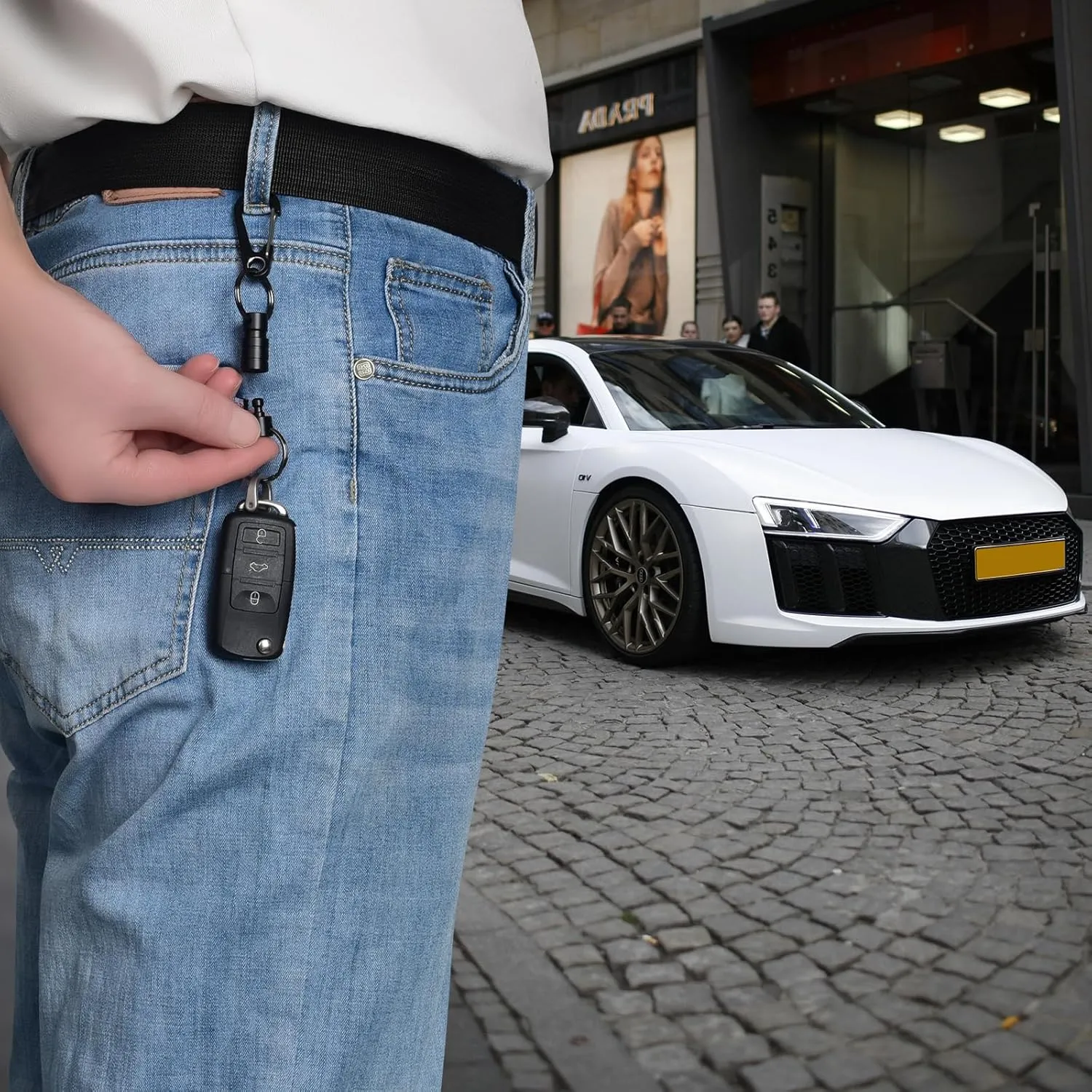 Quick Release Keychain Clip, Small Carabiner Clip & Pull Apart Detachable Key Ring, Car Key Chain Hooks Keyring