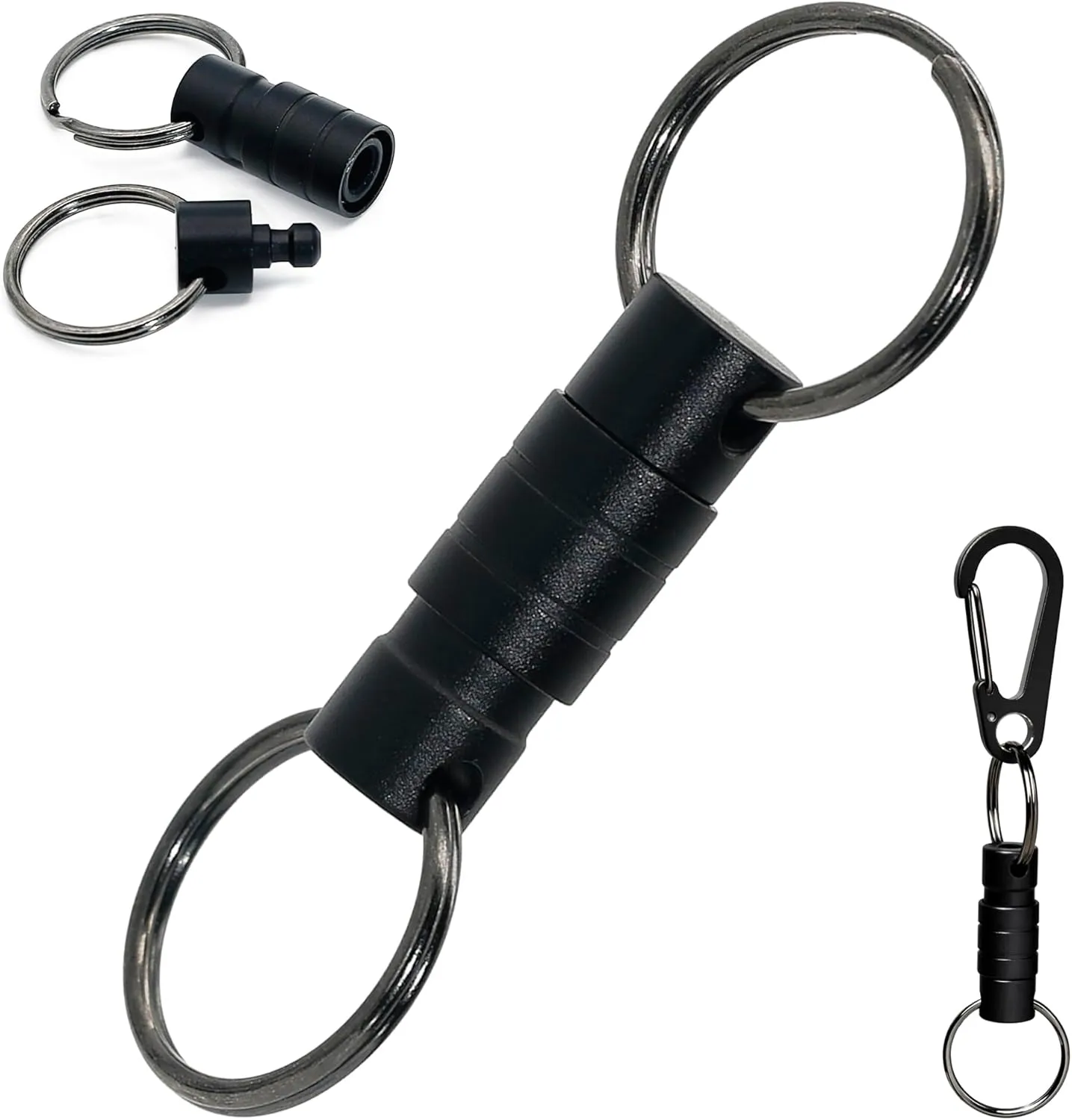 Quick Release Keychain Clip, Small Carabiner Clip & Pull Apart Detachable Key Ring, Car Key Chain Hooks Keyring