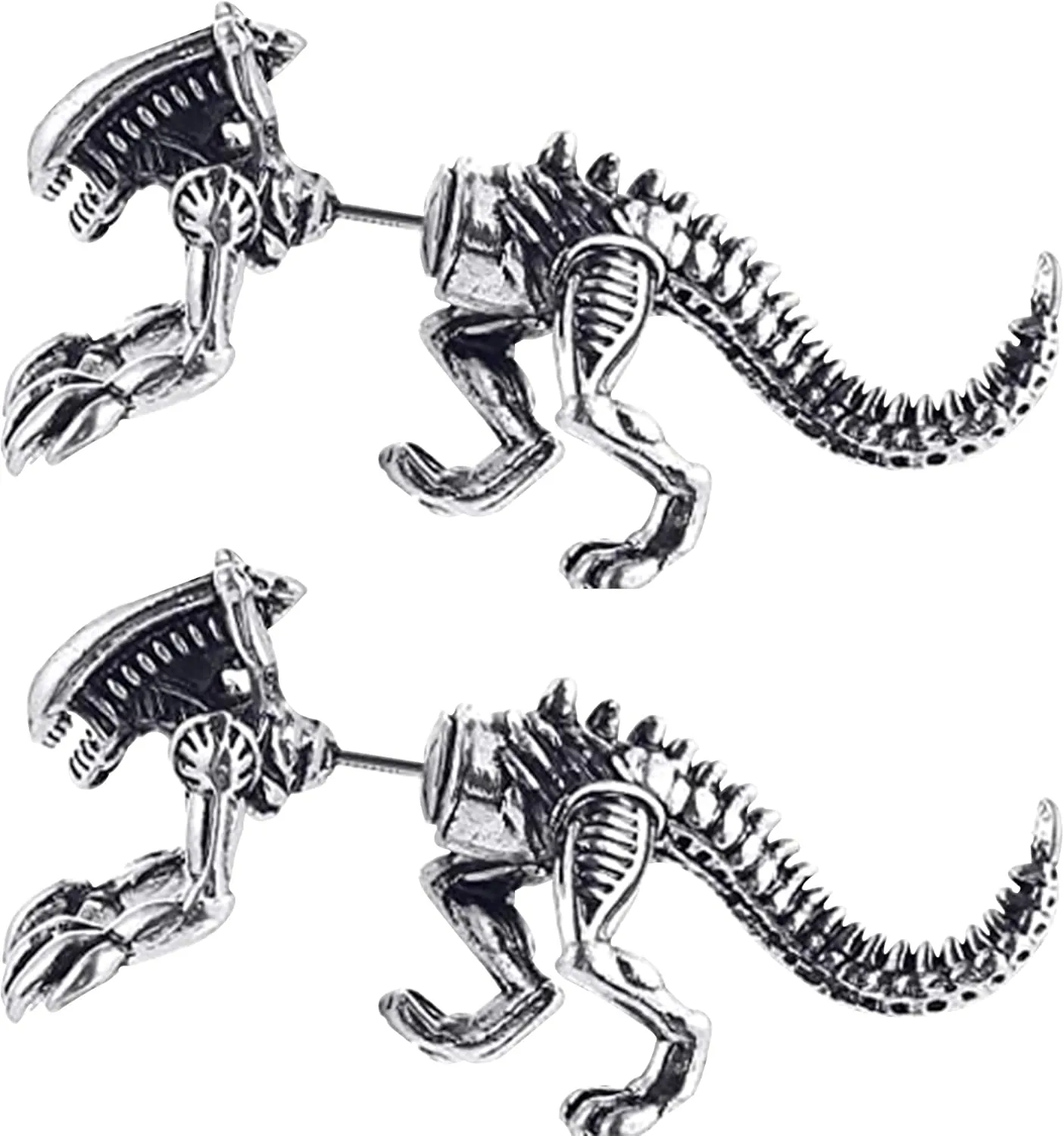 QUPENGXU Vintage 3D Dinosaur Earrings Cartilage Earrings Fun Punk Style Animal For Women and Men