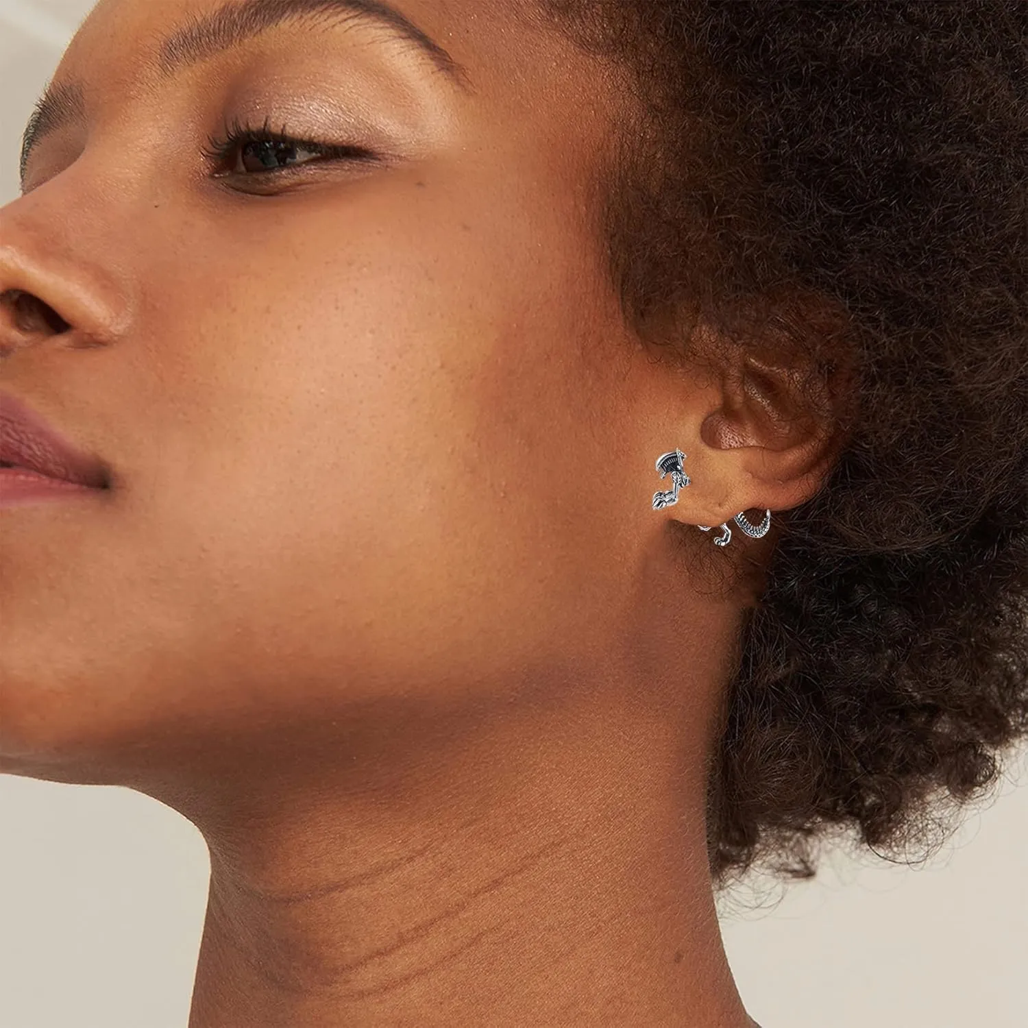 QUPENGXU Vintage 3D Dinosaur Earrings Cartilage Earrings Fun Punk Style Animal For Women and Men