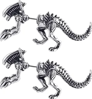 QUPENGXU Vintage 3D Dinosaur Earrings Cartilage Earrings Fun Punk Style Animal For Women and Men