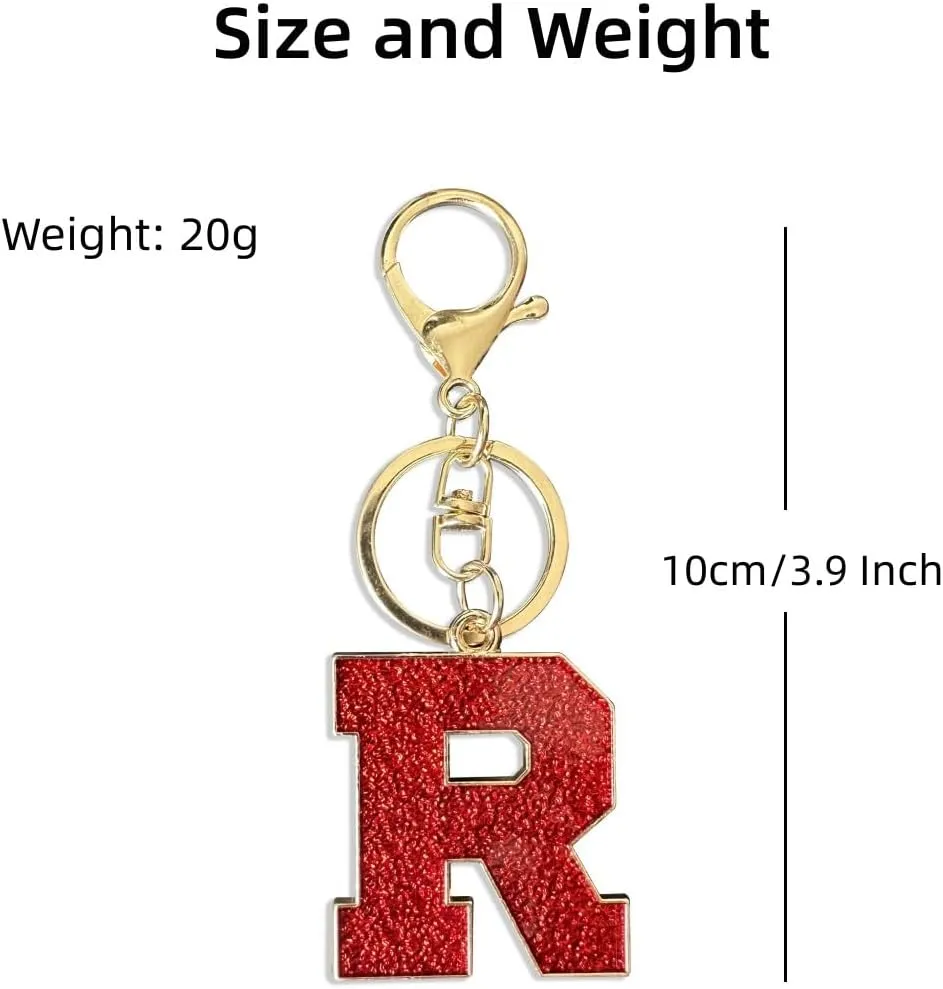 Red Black Letter A-Z Keychain for Women Men Purse Handbags Metal Alphabet Initial Letter Car Key Rings Novelty Key Chains