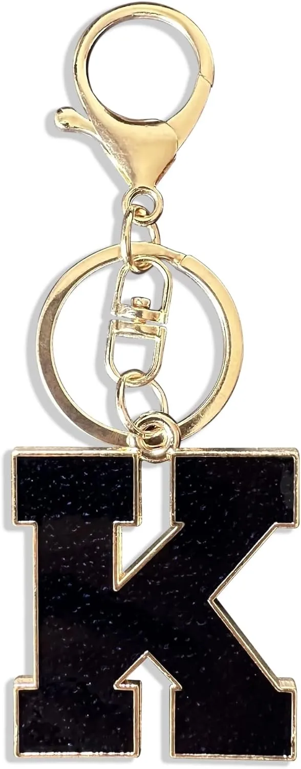 Red Black Letter A-Z Keychain for Women Men Purse Handbags Metal Alphabet Initial Letter Car Key Rings Novelty Key Chains