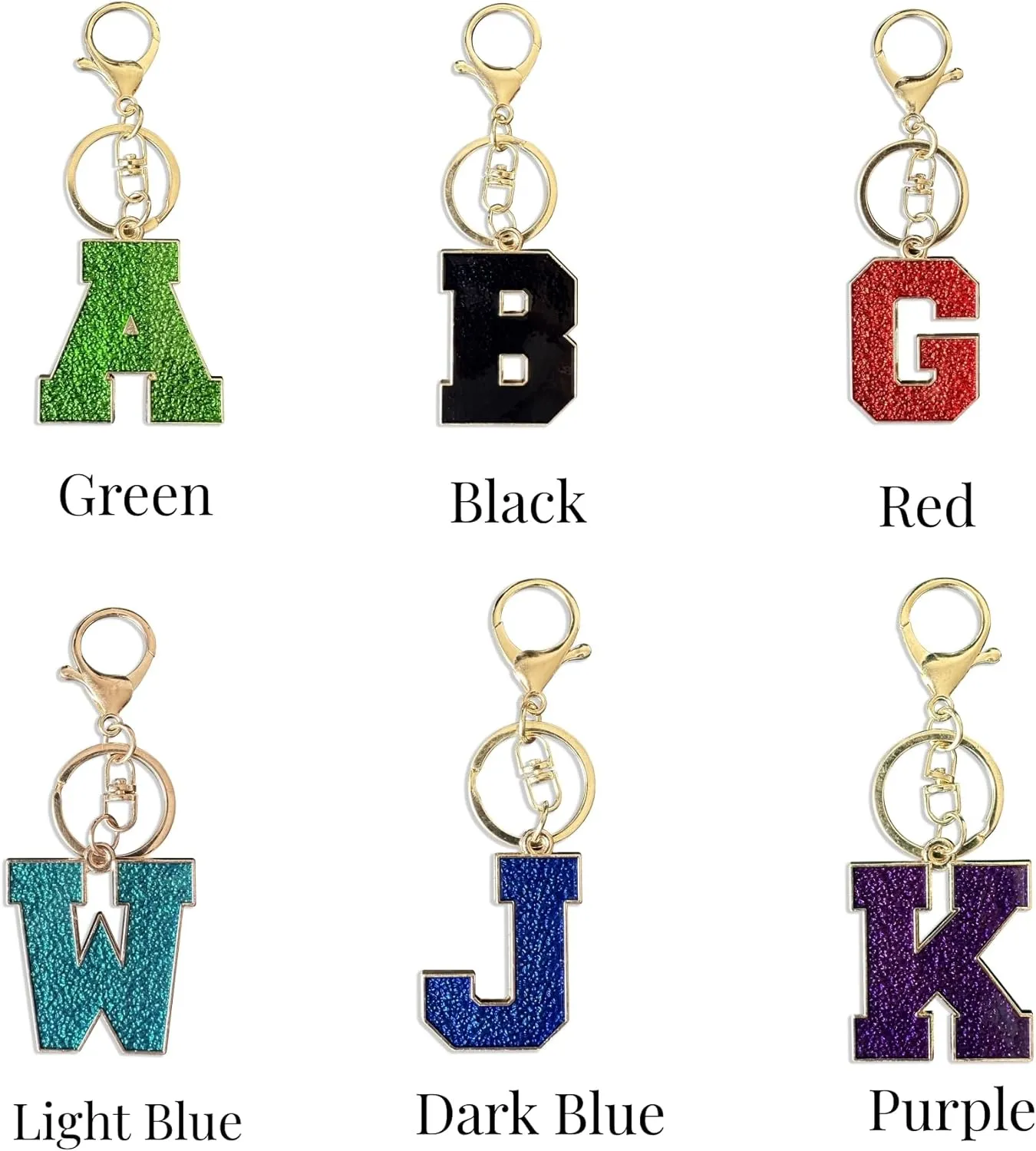 Red Black Letter A-Z Keychain for Women Men Purse Handbags Metal Alphabet Initial Letter Car Key Rings Novelty Key Chains