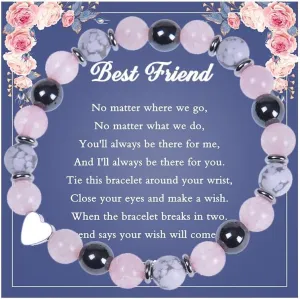 RFTWXHPN Best Friends Friendship Gift Bracelets for Women Girls Christmas Birthday Gifts for Best Friend Natural Stone Bracelets for Bestie BFF Valentines Day Gifts with Message Card