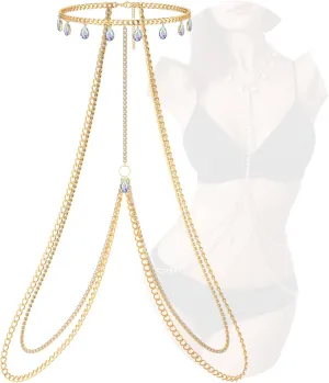 Rhinestone Body Chains Jewelry For Women And Girls Sexy Belly Waist Chain Bikini Beach Accessories Suitable for a Variety of Carnival scenes