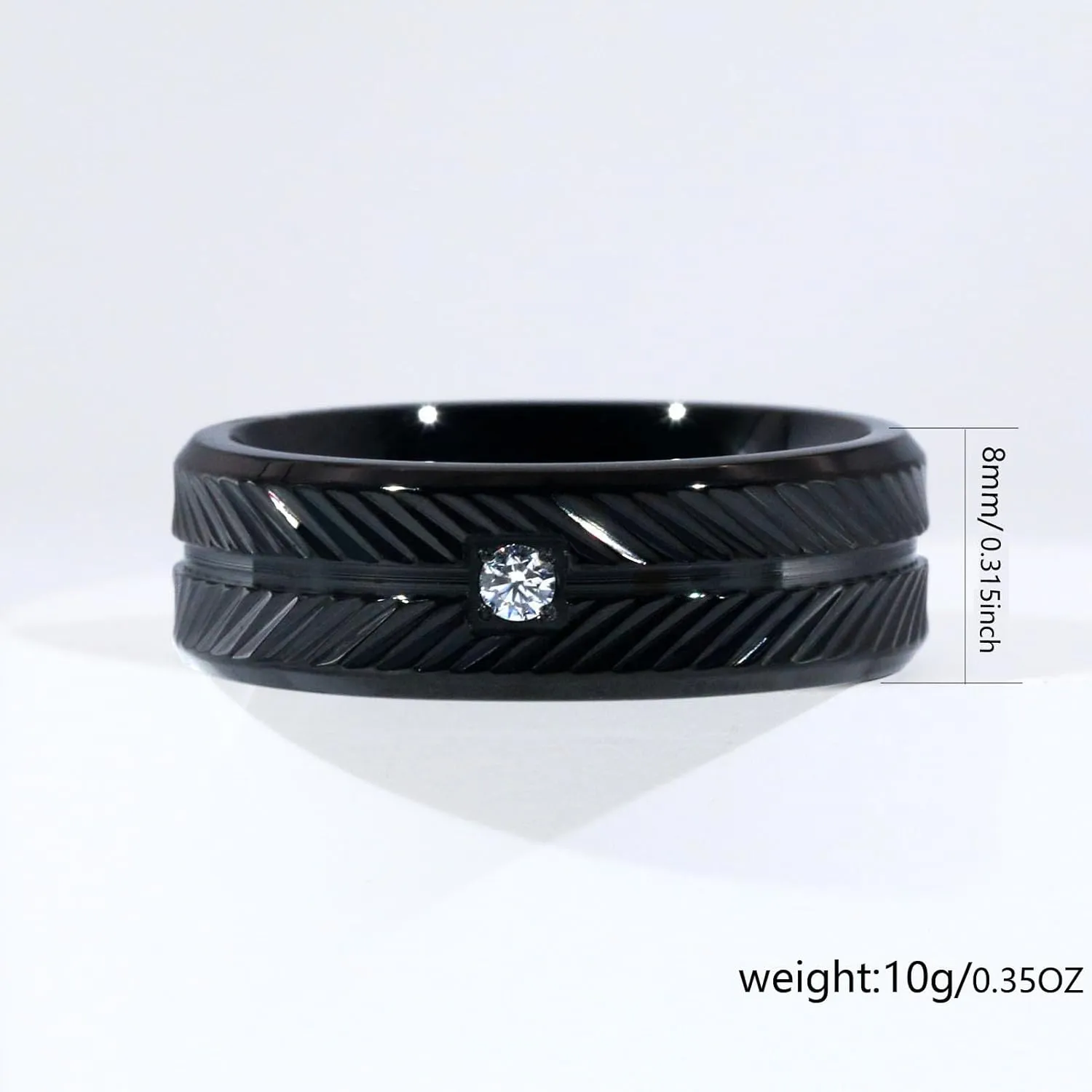 ringheart Couple Rings Black Matching Rings 1.5CT AAA CZ 2pcs Women Wedding Ring Sets for Him and Her Rings Men Band
