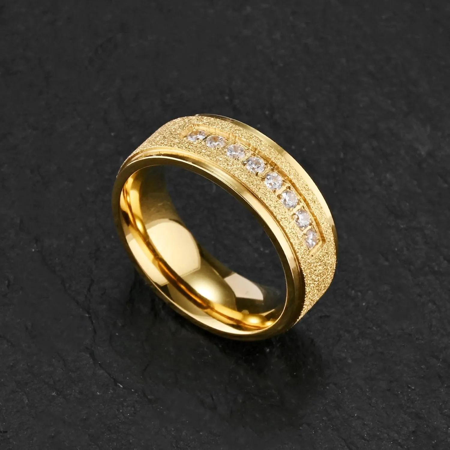 ringheart Couple Rings Matching Rings Yellow Gold Plated 1.5CT AAA CZ 2pcs Women Wedding Ring Sets for Him and Her Rings Men Band