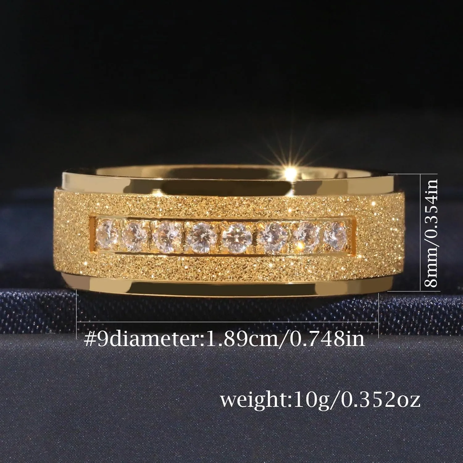 ringheart Couple Rings Matching Rings Yellow Gold Plated 1.5CT AAA CZ 2pcs Women Wedding Ring Sets for Him and Her Rings Men Band