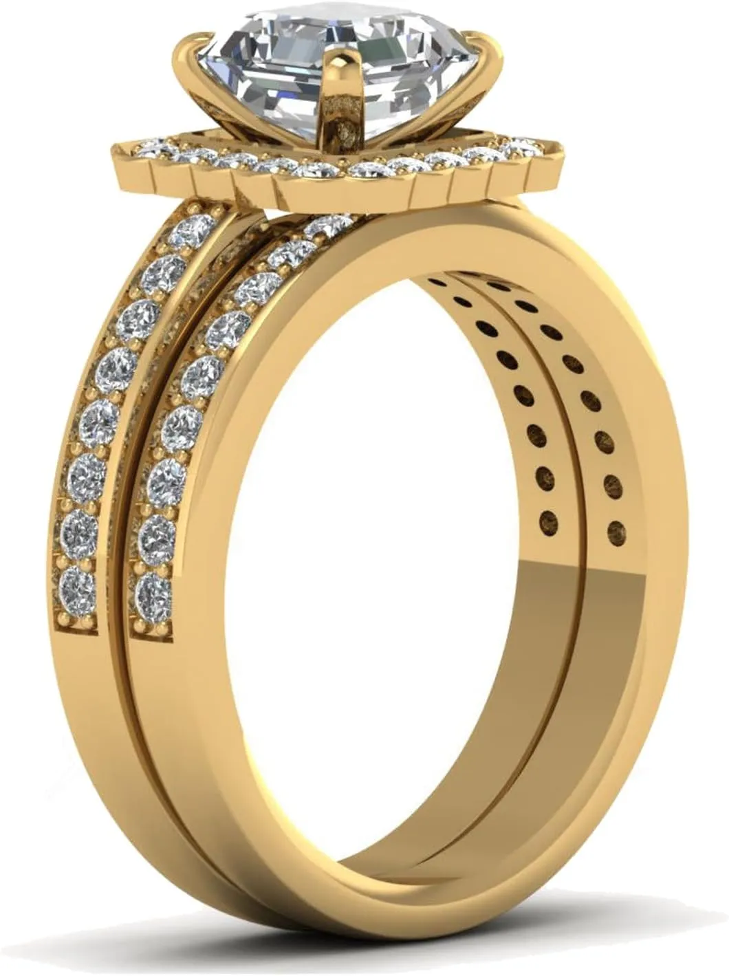ringheart Couple Rings Matching Rings Yellow Gold Plated 1CT AAA CZ 2pcs Women Wedding Ring Sets for Him and Her Rings Men Band