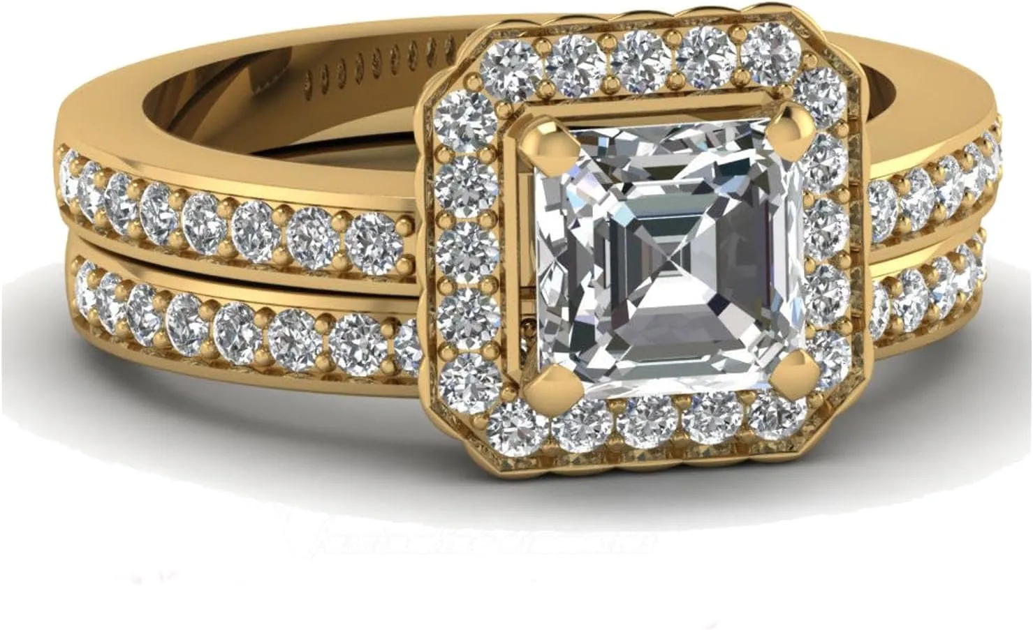 ringheart Couple Rings Matching Rings Yellow Gold Plated 1CT AAA CZ 2pcs Women Wedding Ring Sets for Him and Her Rings Men Band