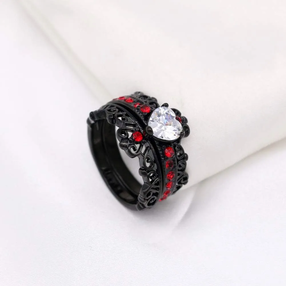 ringheart Crown Rings His and Her Ring Couple Rings Matching Ring 1ct CZ Womens Wedding Ring Sets Titanium steel Mens Wedding Bands