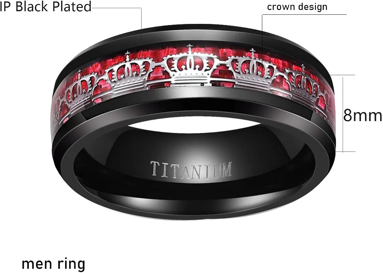 ringheart Crown Rings His and Her Ring Couple Rings Matching Ring 1ct CZ Womens Wedding Ring Sets Titanium steel Mens Wedding Bands