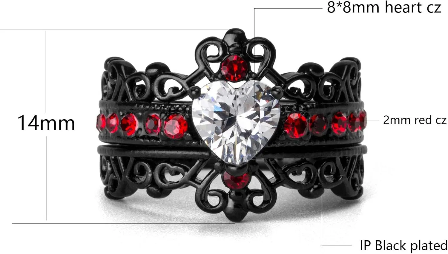 ringheart Crown Rings His and Her Ring Couple Rings Matching Ring 1ct CZ Womens Wedding Ring Sets Titanium steel Mens Wedding Bands