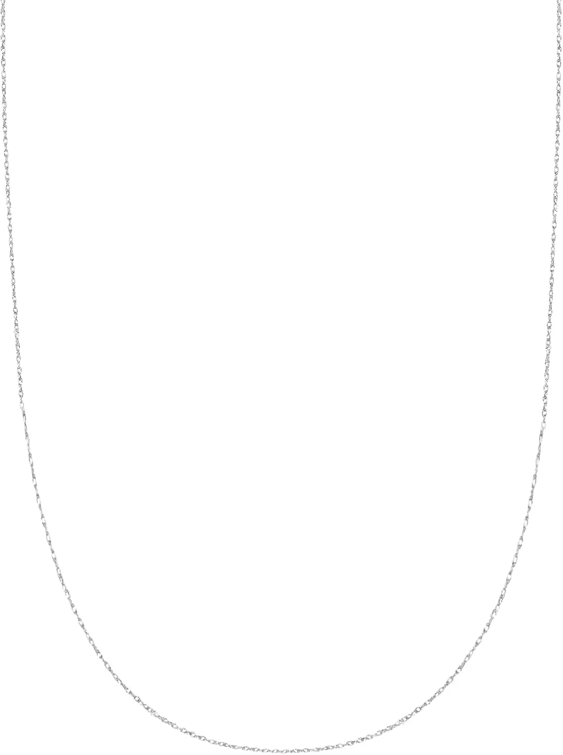Ritastephens 10k Solid White Gold Lite or Sturdy Pendant Rope Chain Necklace (0.65mm, 1.1mm)