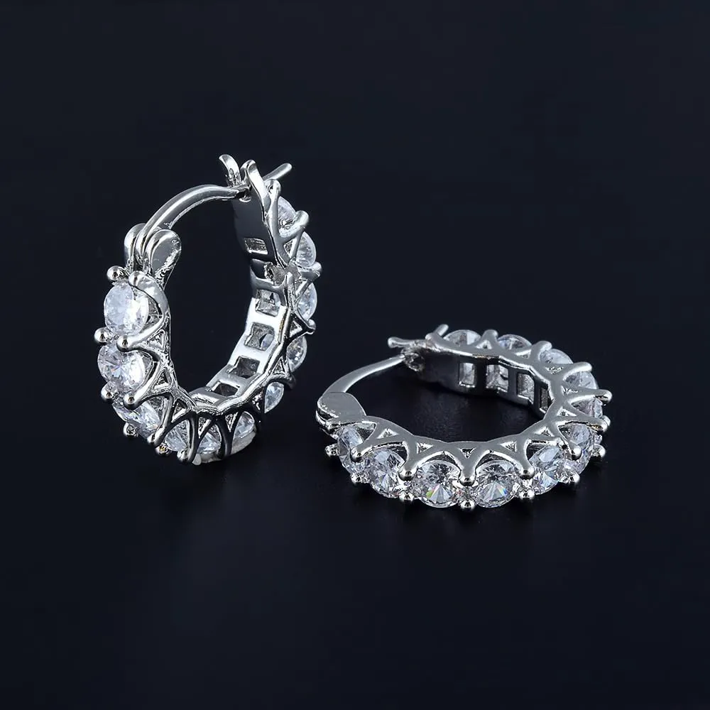 RIZILIA 18K Gold Plated Hoop Earrings for Women, Round Cut CZ Multi Gemstone Colorful Hoop Earrings, Trendy Jewelry Gift for Women, 20mm