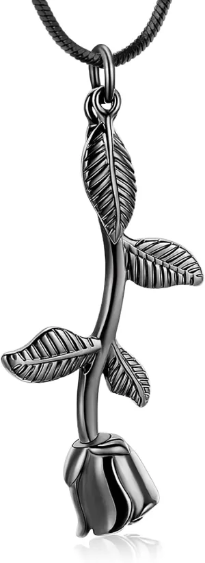 Rose Flower Cremation Jewelry Urn Necklaces for Ashes, Cremation Ash Jewelry Memorial Pendants for Human Pets Ashes