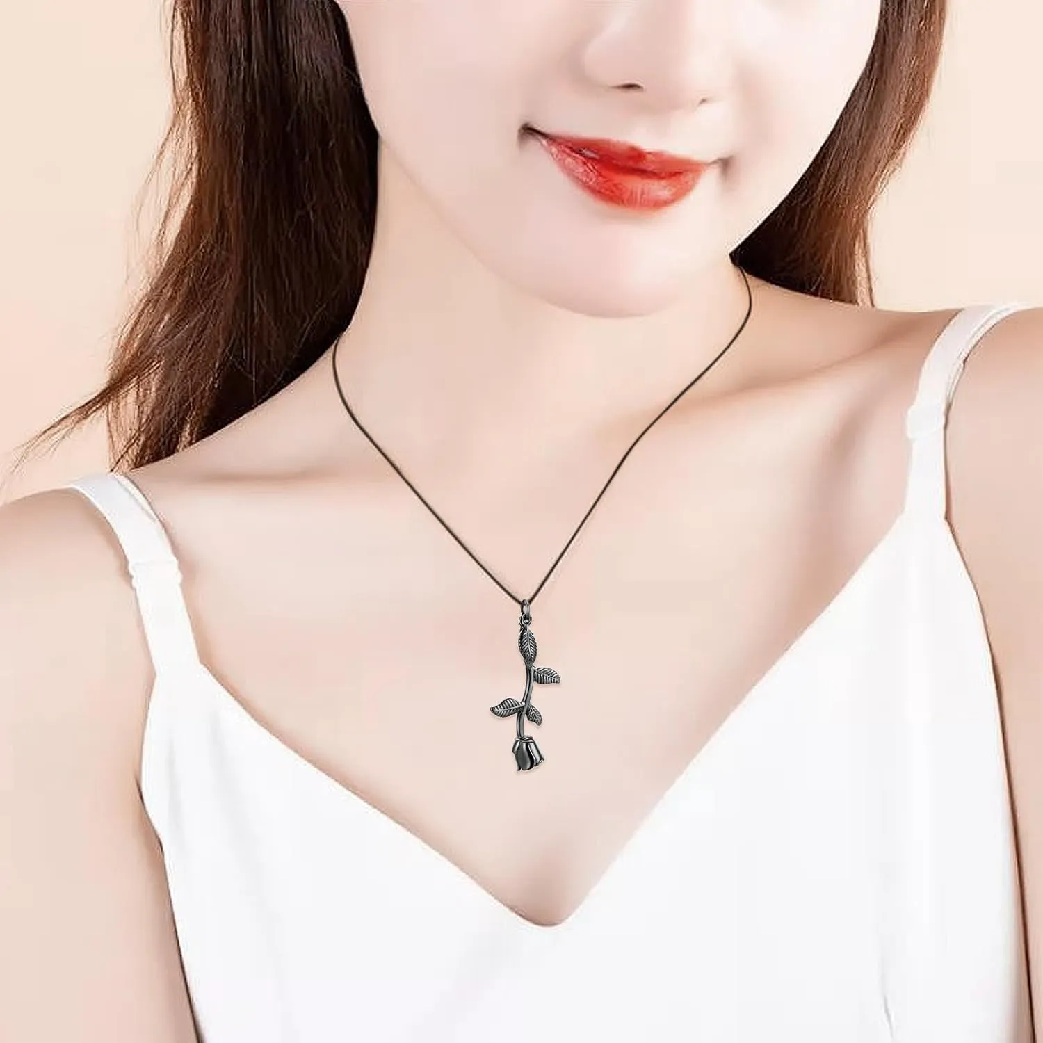 Rose Flower Cremation Jewelry Urn Necklaces for Ashes, Cremation Ash Jewelry Memorial Pendants for Human Pets Ashes