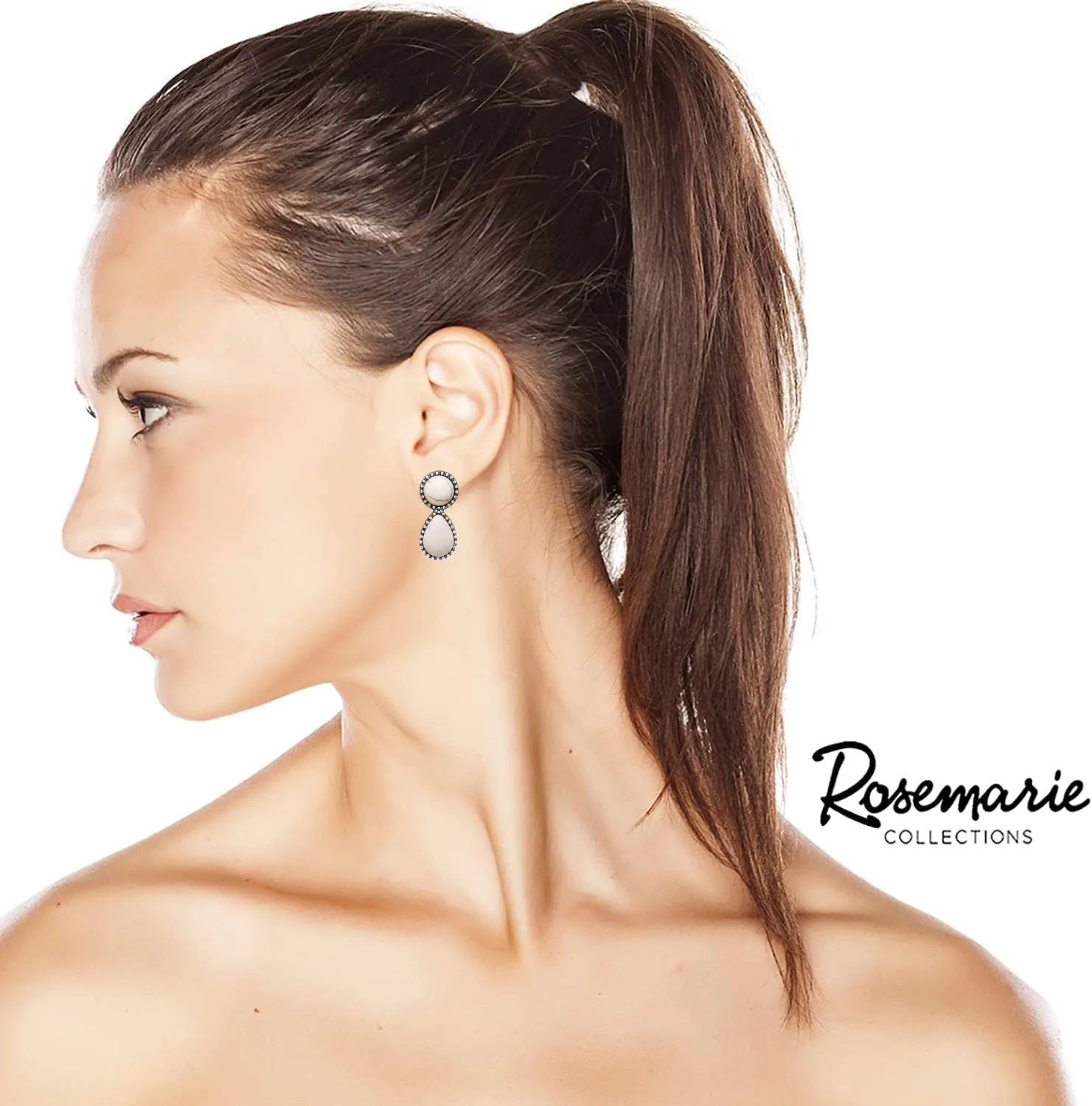 Rosemarie & Jubalee Women's Set of 3 Pairs Western Cowgirl Fun Concho Style Natural Howlite Post Back Earrings