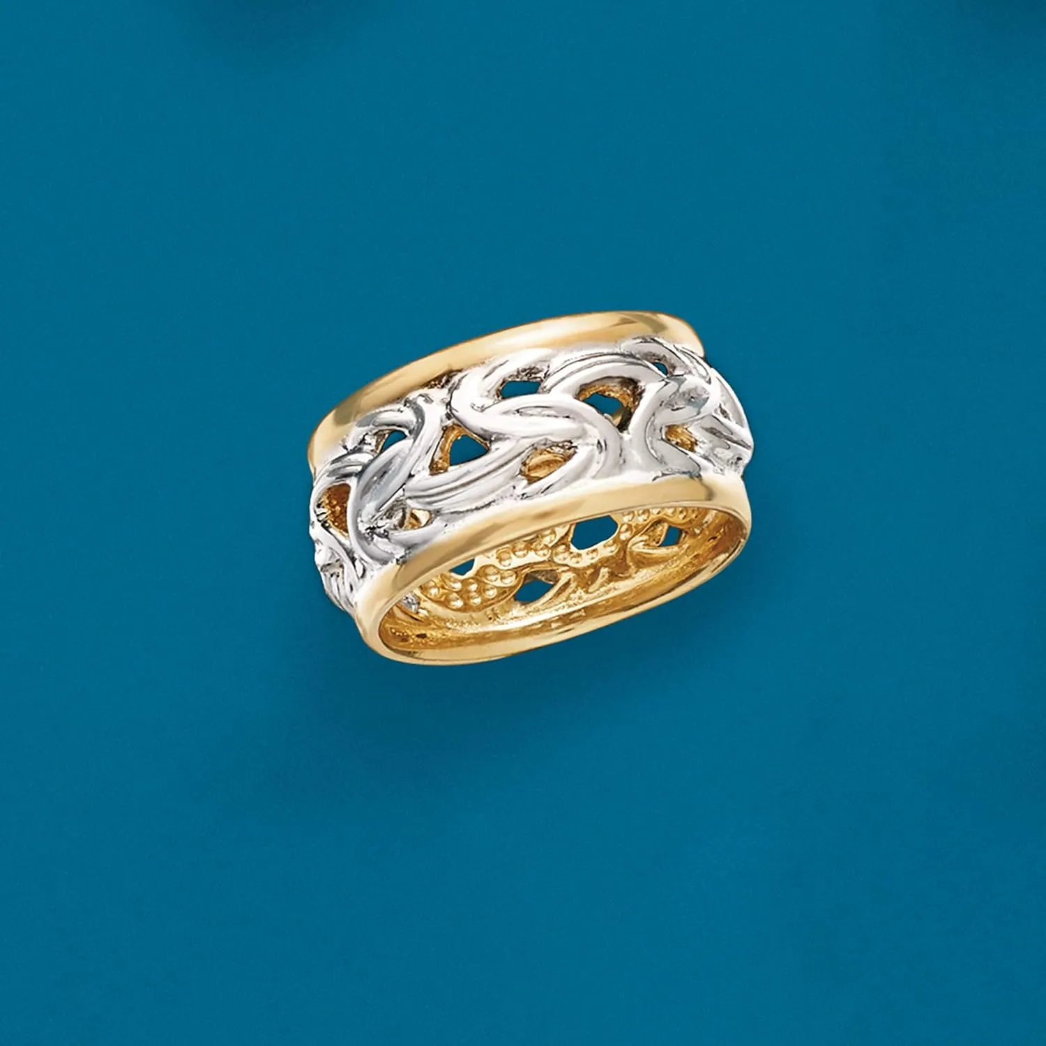 Ross-Simons Italian 2-Tone Sterling Silver Byzantine Ring