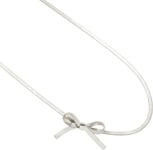 Rrdaily Fashion Bow Necklaces for Teen Girls 18k Gold Silver Dainty Snake Bone Necklace Titanium Steel Bowknot Bow Tie Titanium Steel Jewelry Gift for Women