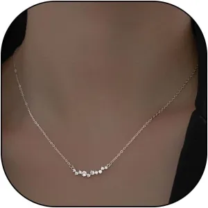 Rrdaily Gold Crystal Cluster Pendant Necklace for Women Sparkling Tiny Zirconia Adjustable Fine Chain Choker Necklace Sweet Silver Wedding Party Jewelry Gift