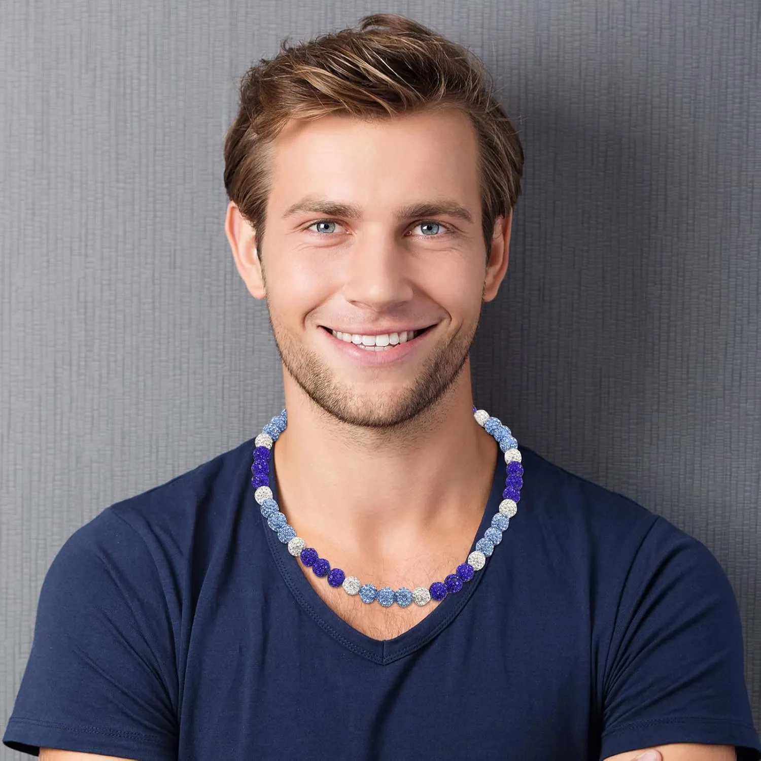 RWQIAN Baseball Beaded Necklace for Men Boys, Bling Drip Chains Inspired Accessory With Diamond Rhinestone Discoball, Jewelry Making Gift for Baseball Team Athletes