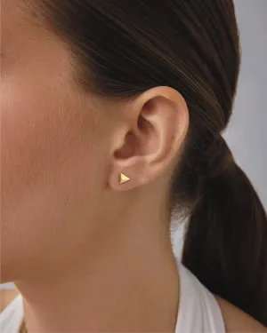 S925 Sterling Silver Tiny Triangle Stud Earrings/Brushed Finish