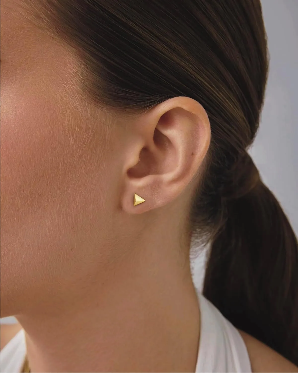 S925 Sterling Silver Tiny Triangle Stud Earrings/Brushed Finish