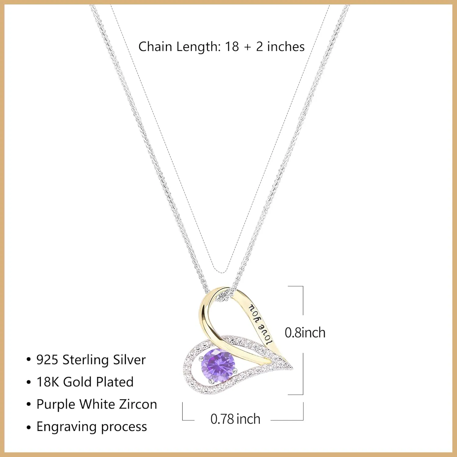 S925 Sterling Silver TwoTone Gold Heart Pendant Necklace | 18 2 Adjustable Necklace for Women with Bonus S925 Silver TwoTone Chain