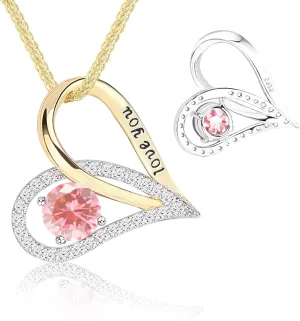 S925 Sterling Silver TwoTone Gold Heart Pendant Necklace | 18 2 Adjustable Necklace for Women with Bonus S925 Silver TwoTone Chain